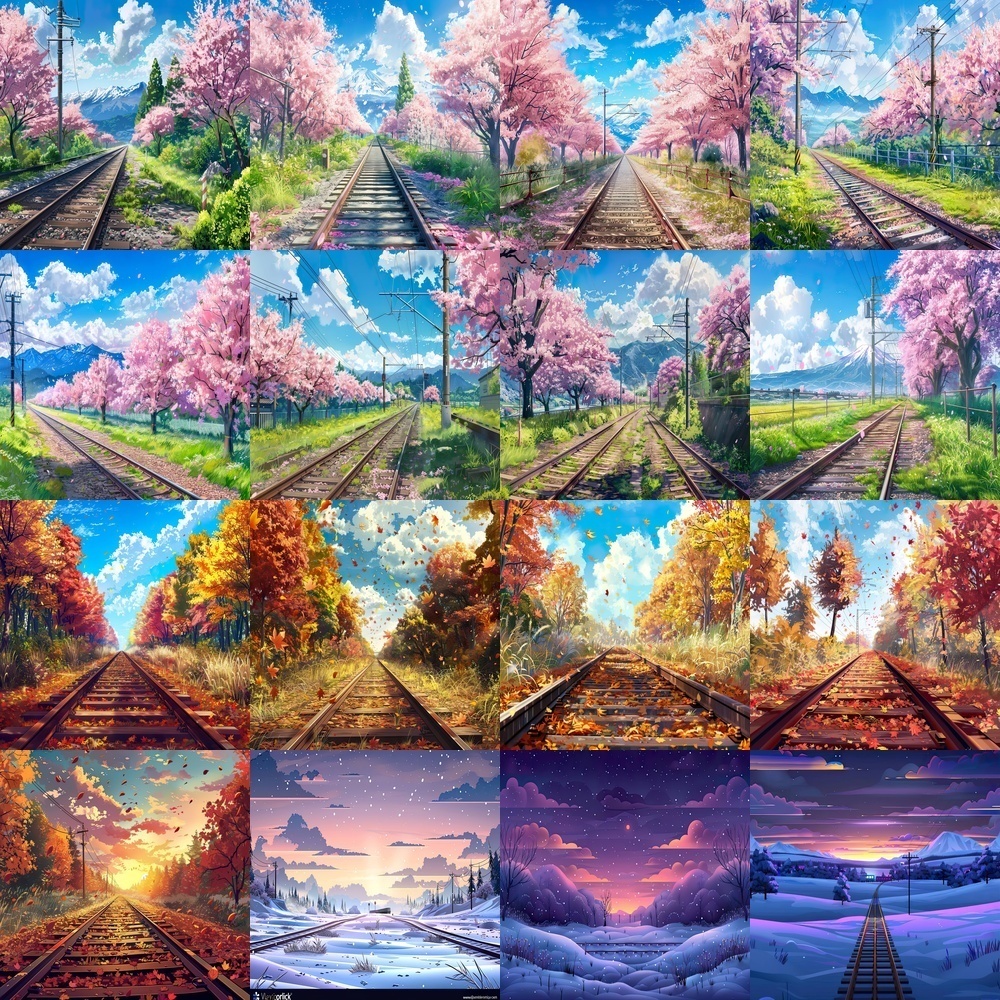 季節の線路風景素材パック