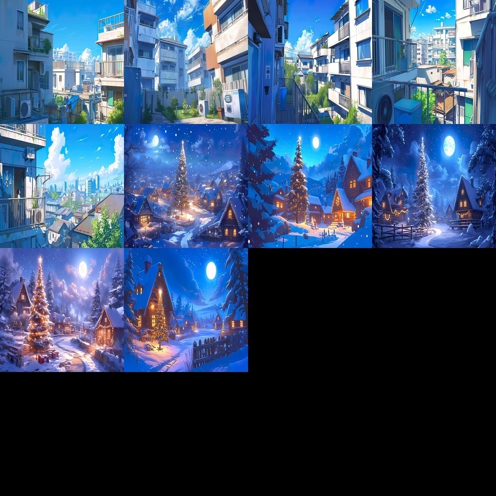 多彩な風景と抽象的な背景素材パック