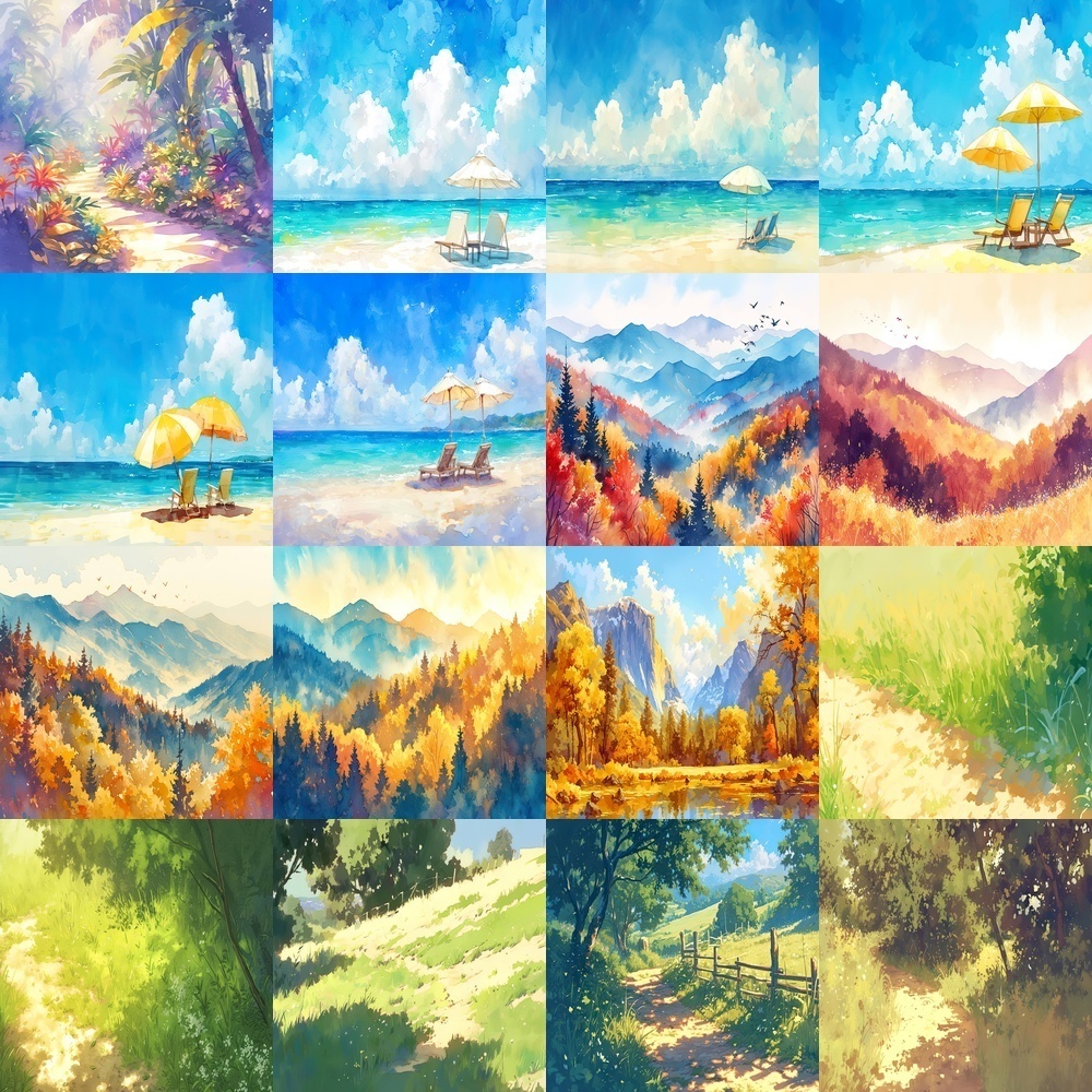 多彩な風景と抽象的な背景素材パック