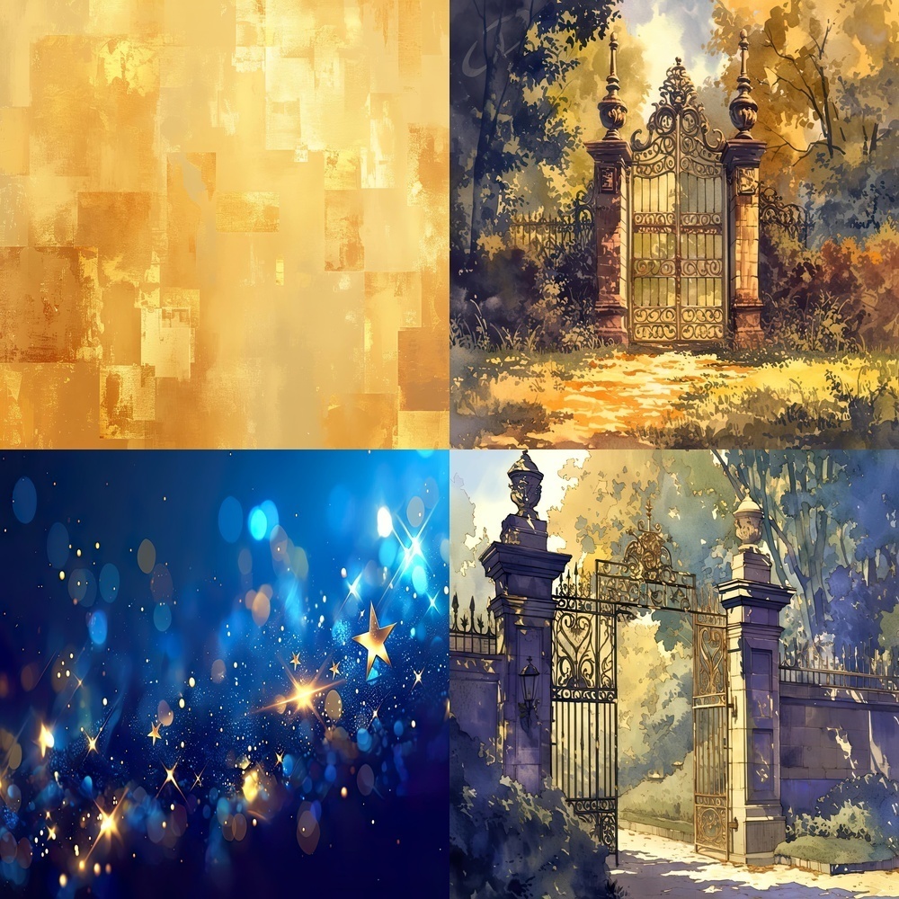 多彩な背景と屋敷風景素材パック