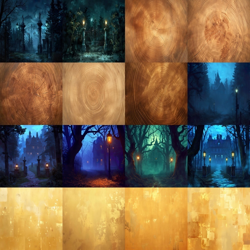 多彩な背景と屋敷風景素材パック