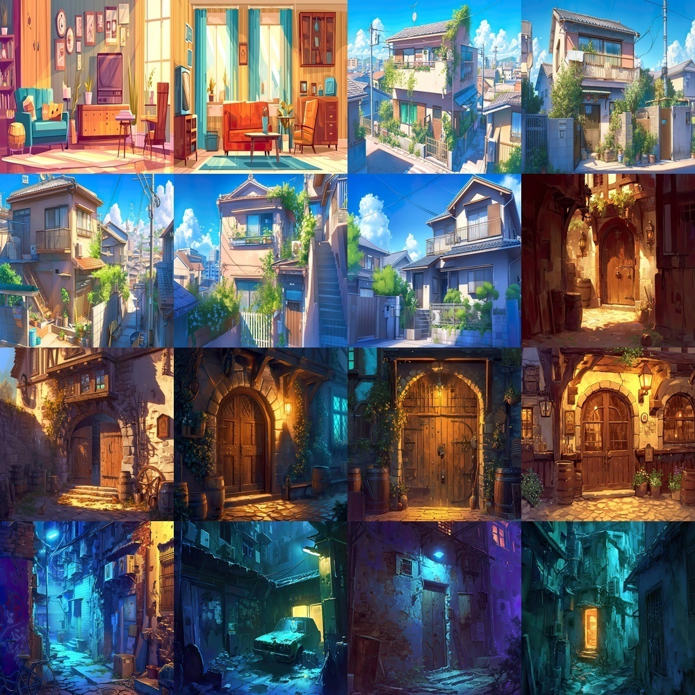 多彩な背景とイラスト素材パック