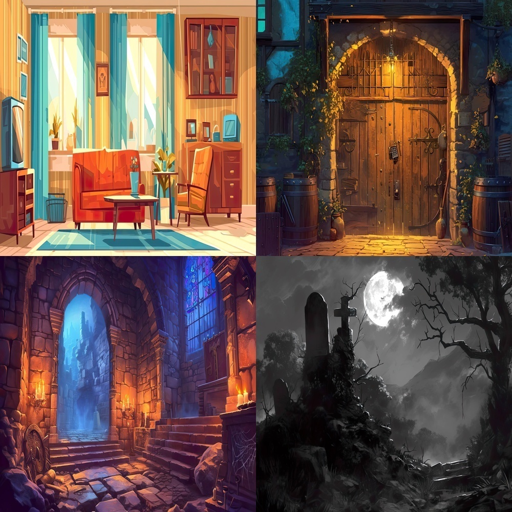 多彩な背景とイラスト素材パック