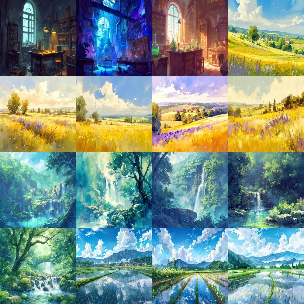 多彩な壁紙と風景素材パック