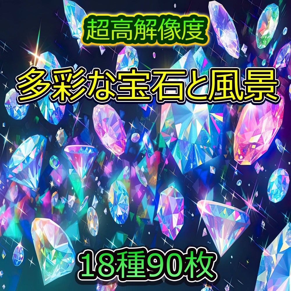 多彩な宝石と風景素材パック