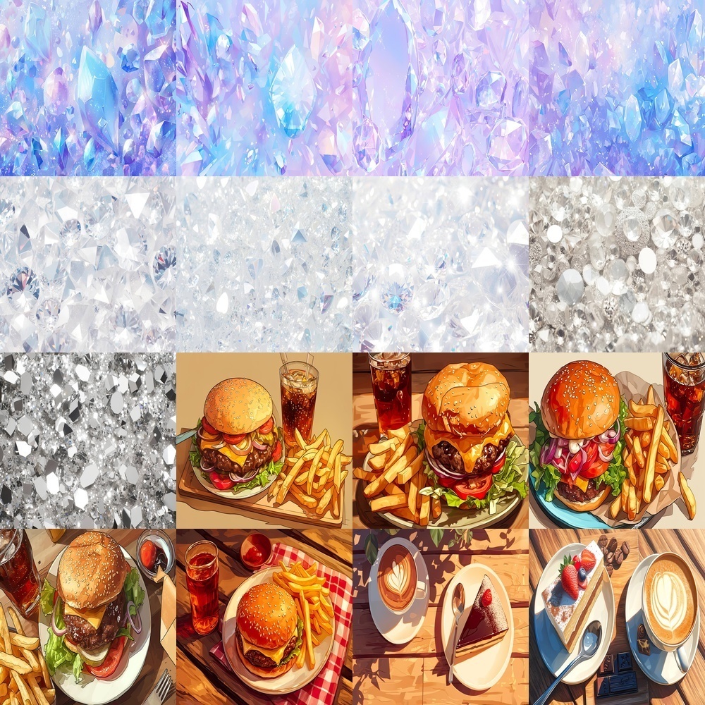 多彩な宝石と風景素材パック