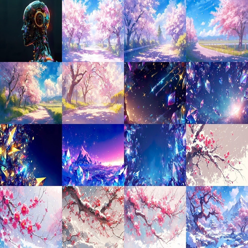 多彩な宝石と風景素材パック