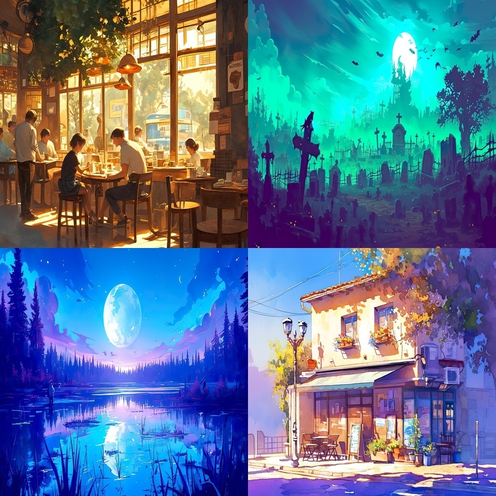 風景とカフェ素材パック