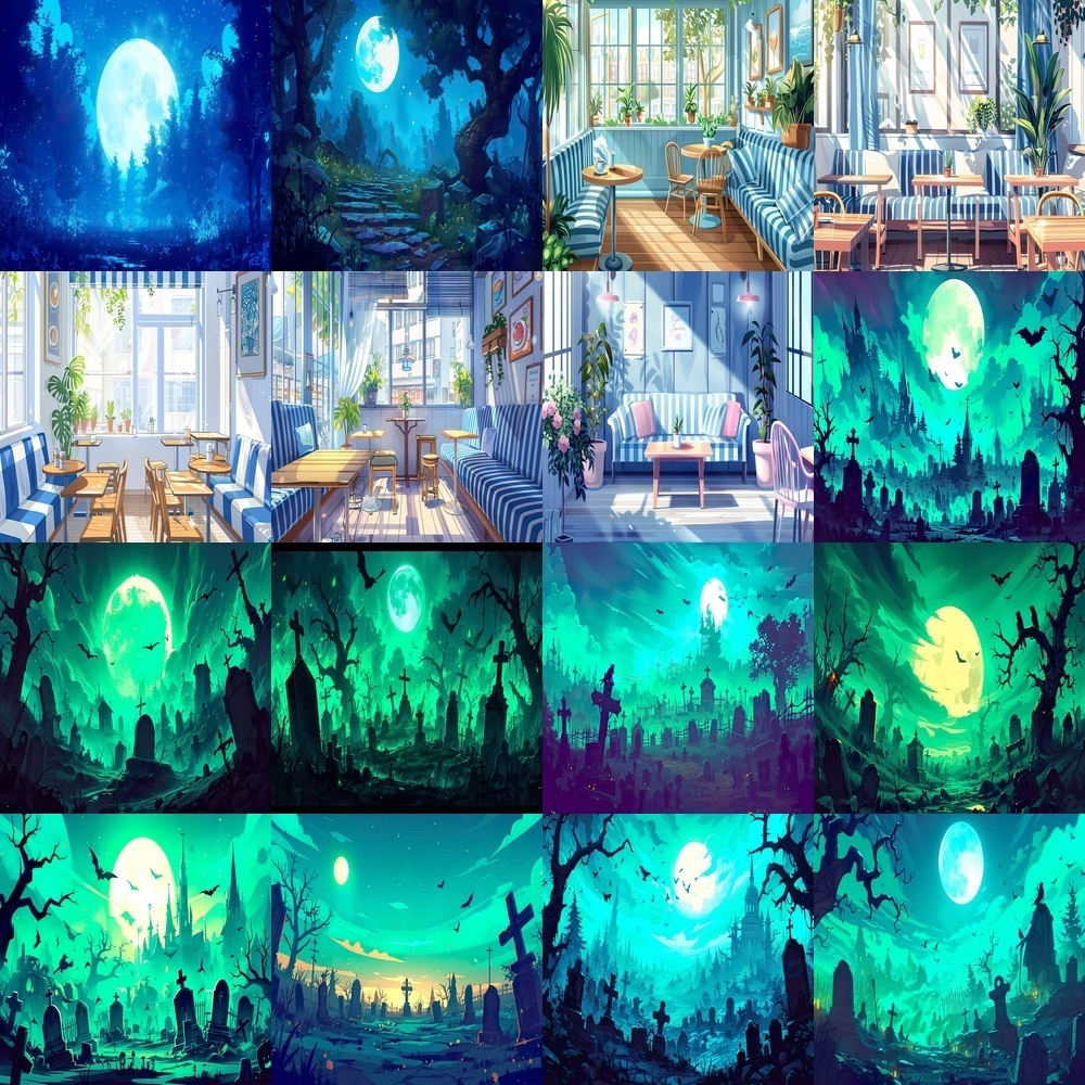 風景とカフェ素材パック