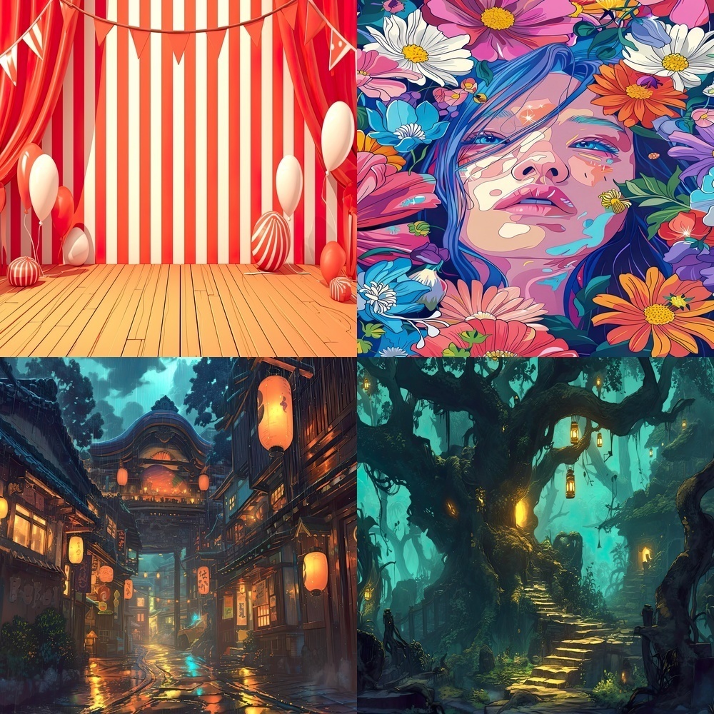 多彩な風景と人物素材パック