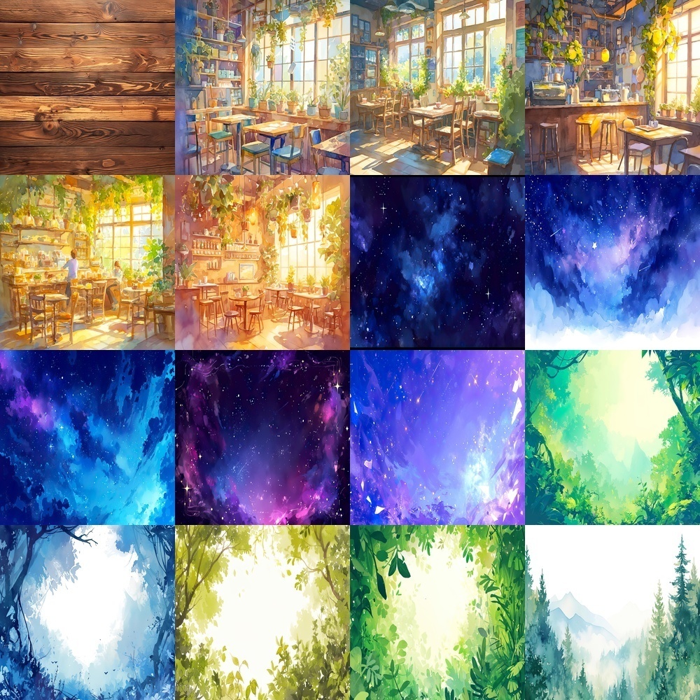 多彩なフレームと自然風景素材パック