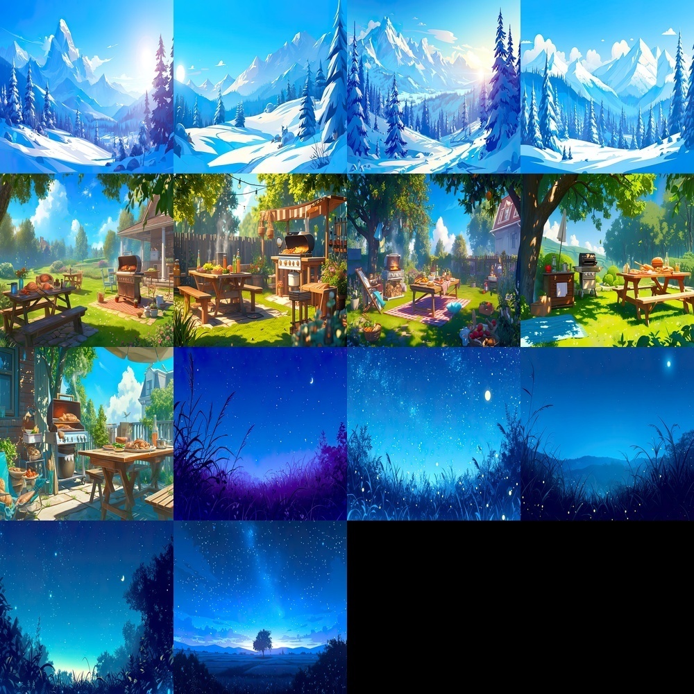 多彩な夜空と風景素材パック