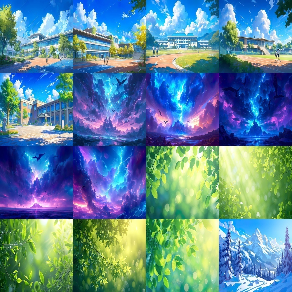 多彩な夜空と風景素材パック