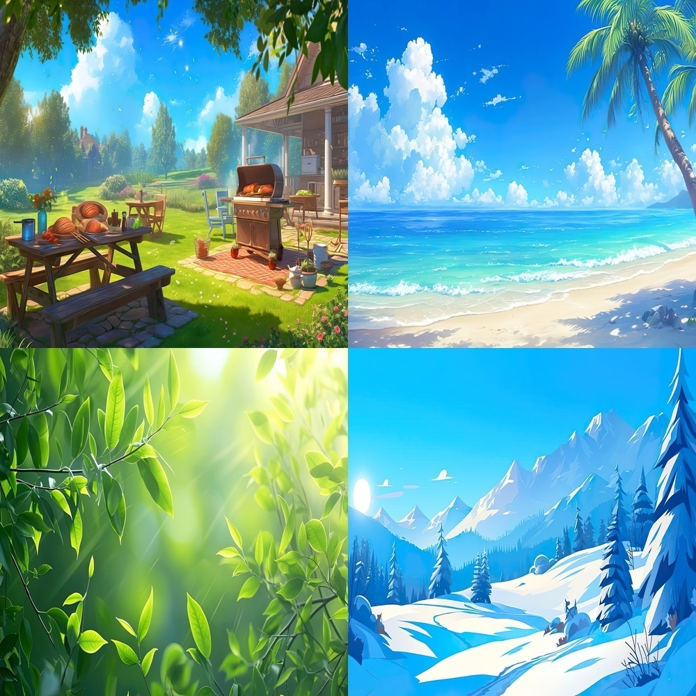 多彩な夜空と風景素材パック