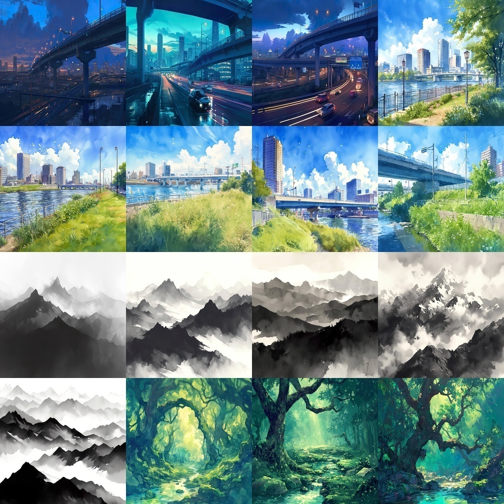 田舎道とオフィスの風景素材パック