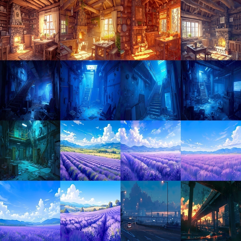 田舎道とオフィスの風景素材パック