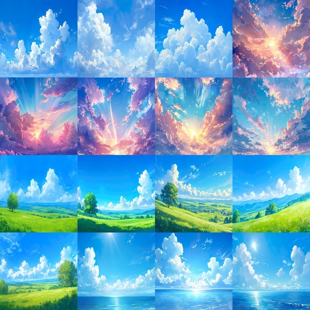 青空と自然風景素材パック