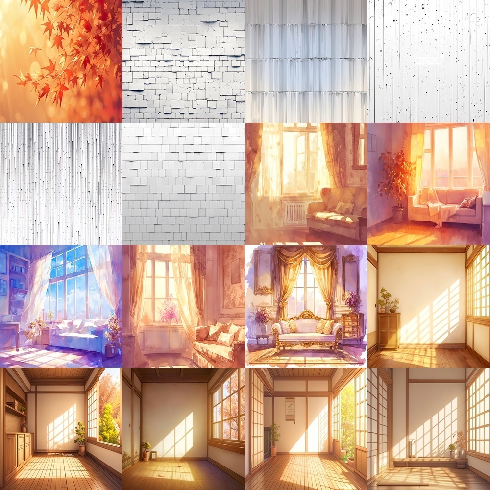 お茶会とゴージャスな背景素材パック