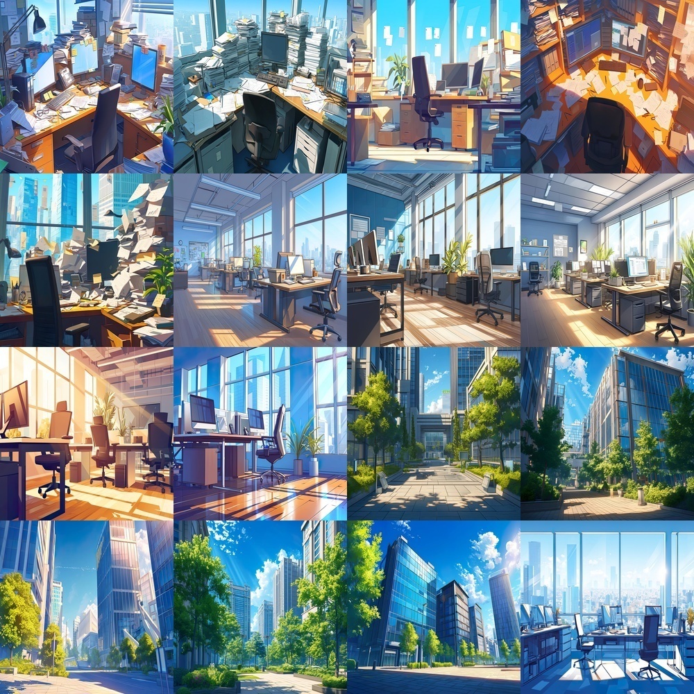 現代オフィスと都市風景素材パック