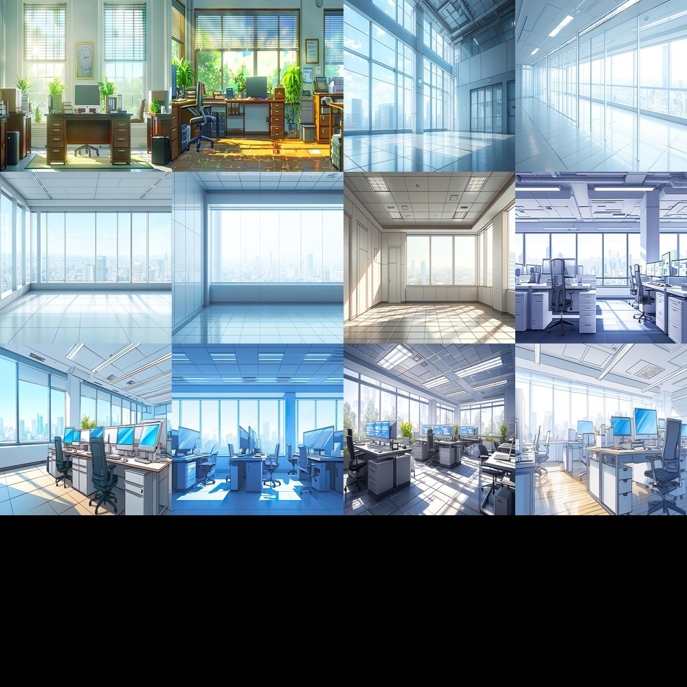 現代オフィスと都市風景素材パック