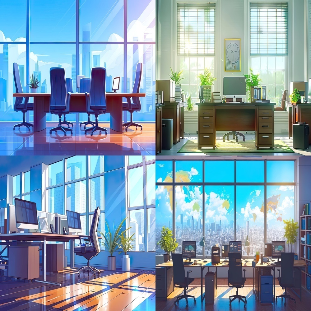 現代オフィスと都市風景素材パック