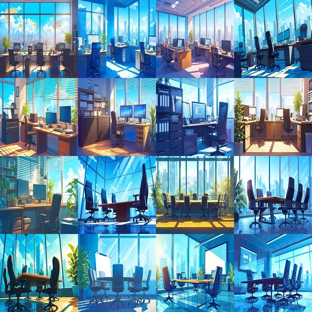 現代オフィスと都市風景素材パック