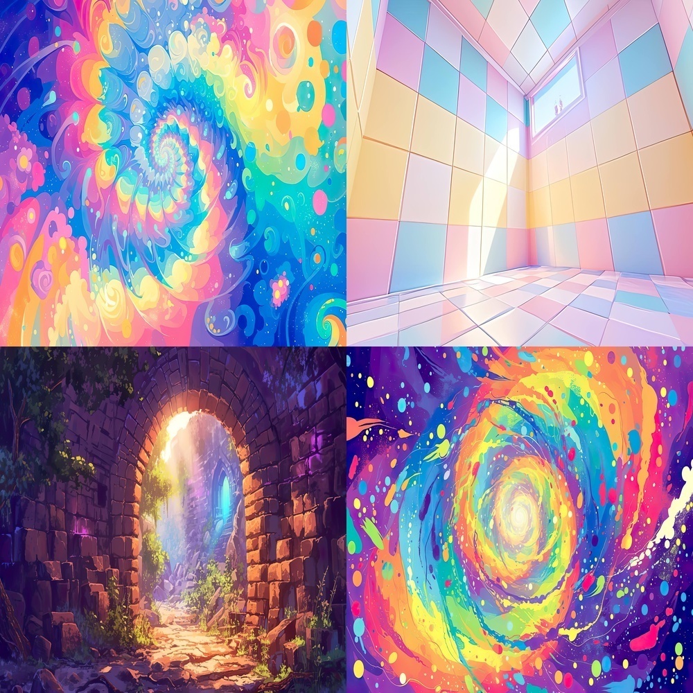 多彩な草原と未来の風景素材パック