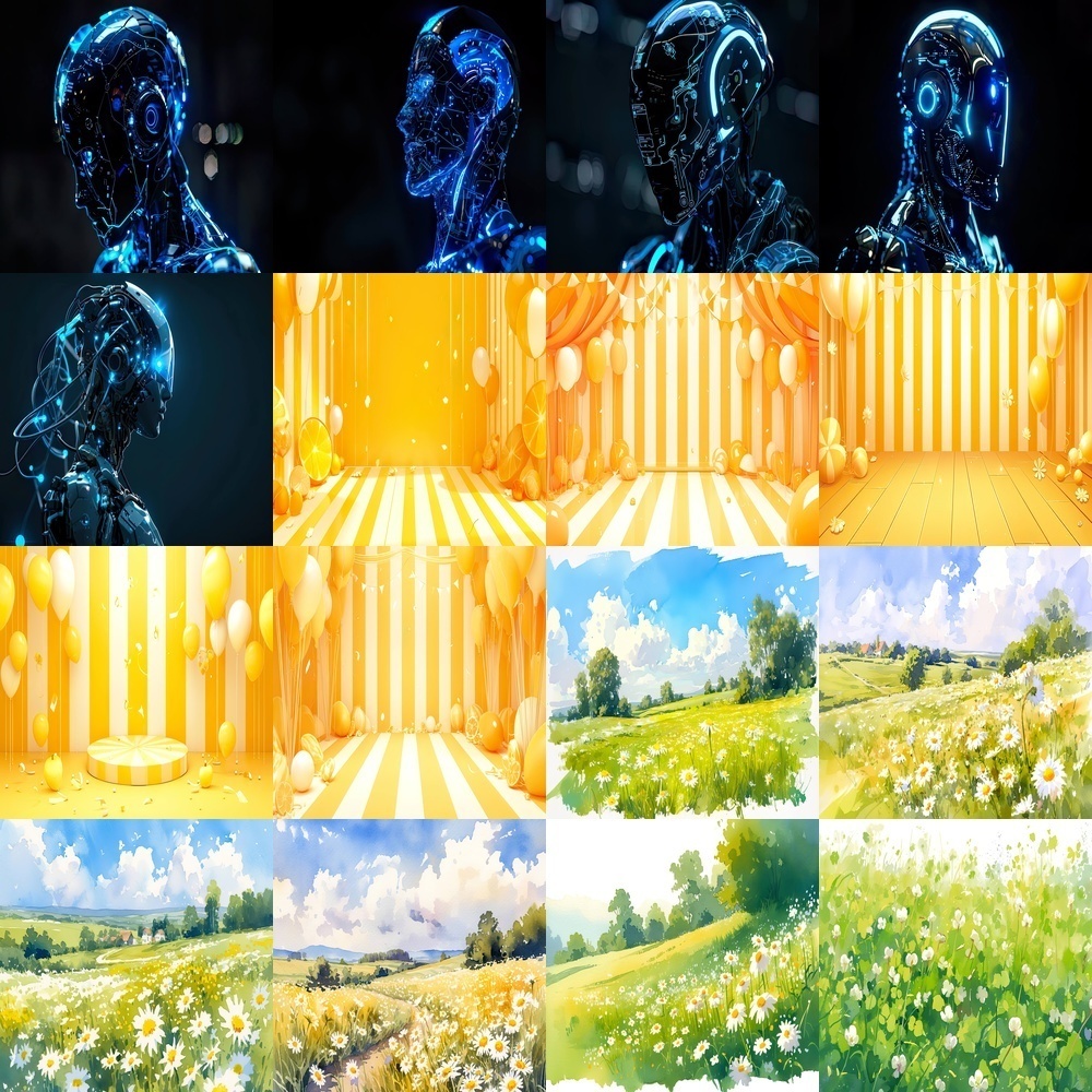 多彩な草原と未来の風景素材パック