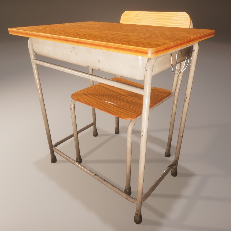 学校の机と椅子 3Dモデル素材|3バリエーションセット(Unity URP/HDRP・Blender対応)