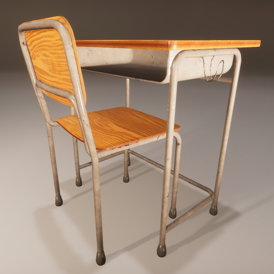 学校の机と椅子 3Dモデル素材|3バリエーションセット(Unity URP/HDRP・Blender対応)