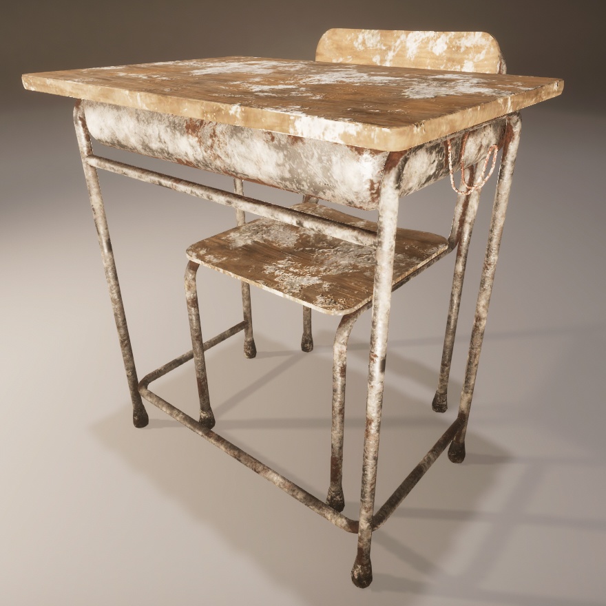 学校の机と椅子 3Dモデル素材|3バリエーションセット(Unity URP/HDRP・Blender対応)