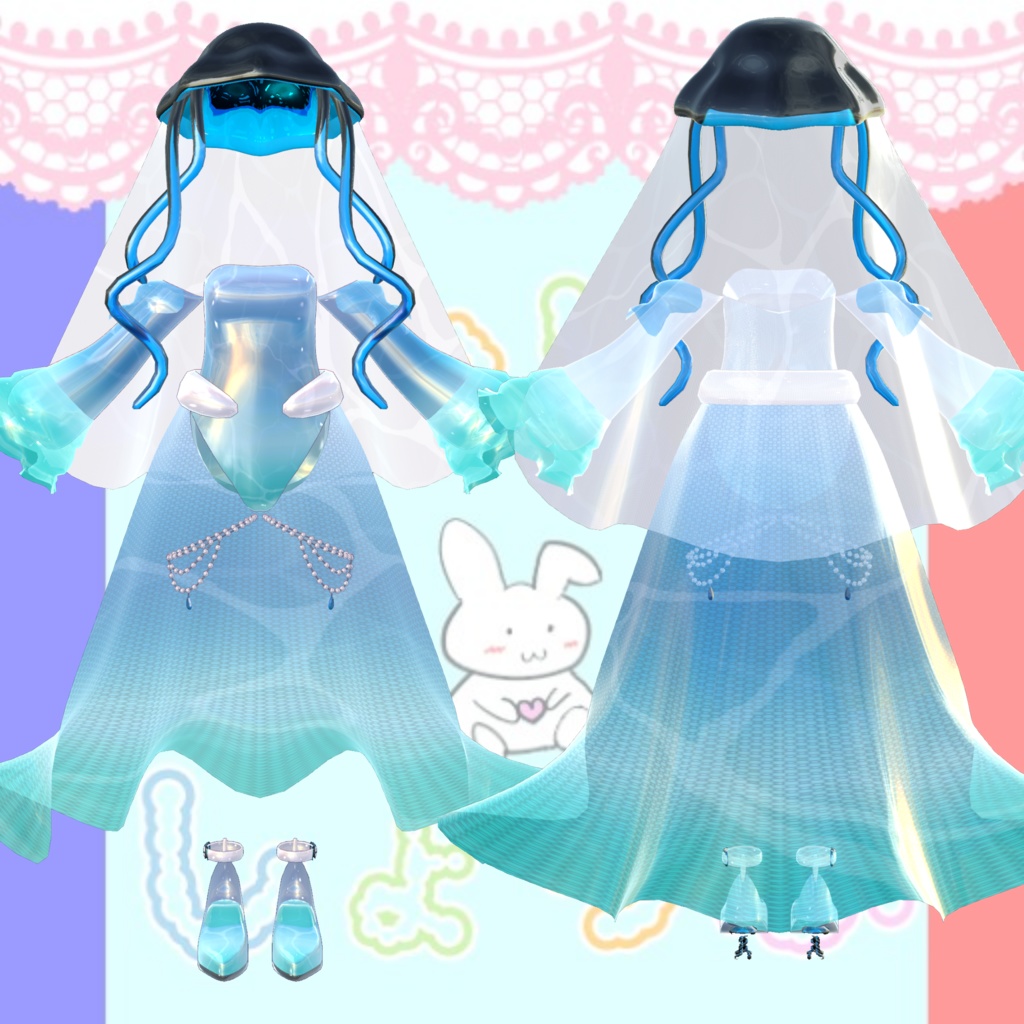 【50%OFF SALE】8アバター相当対応 クラゲモチーフ衣装-Jellyfish Empress #みおしきしょっぷ