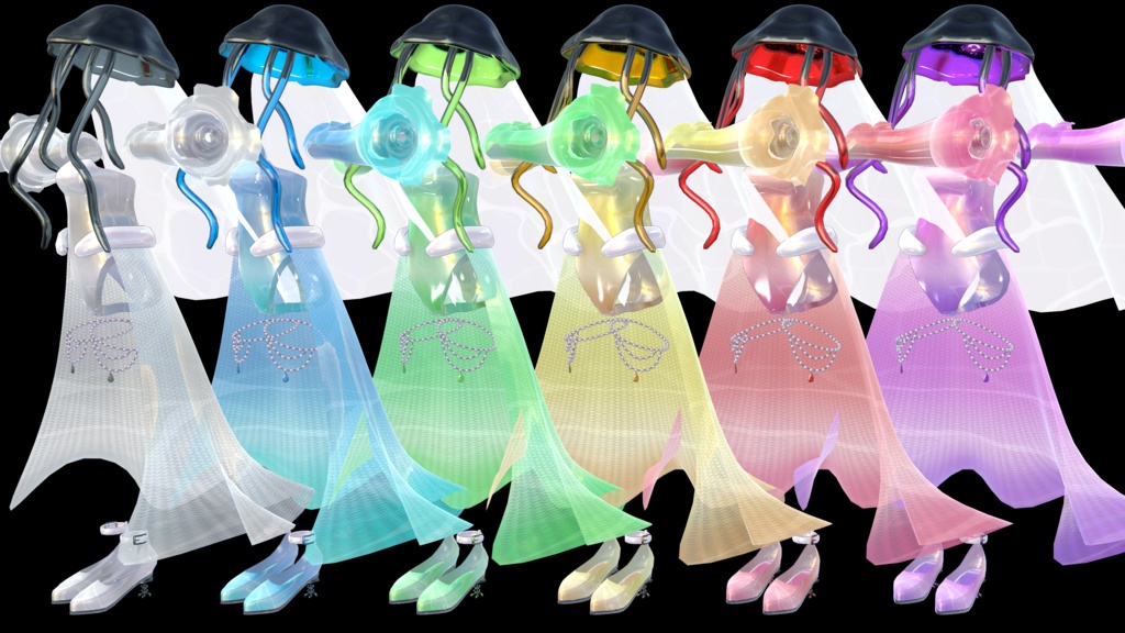 【50%OFF SALE】8アバター相当対応 クラゲモチーフ衣装-Jellyfish Empress #みおしきしょっぷ