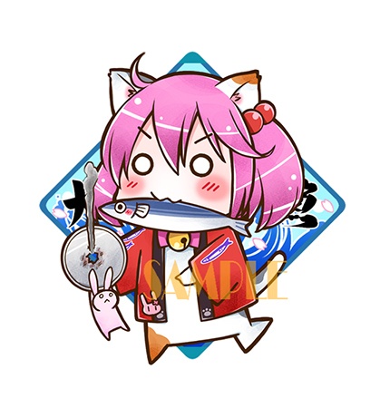 秋刀魚&鰯祭りモードなねこななく木製ストラップ