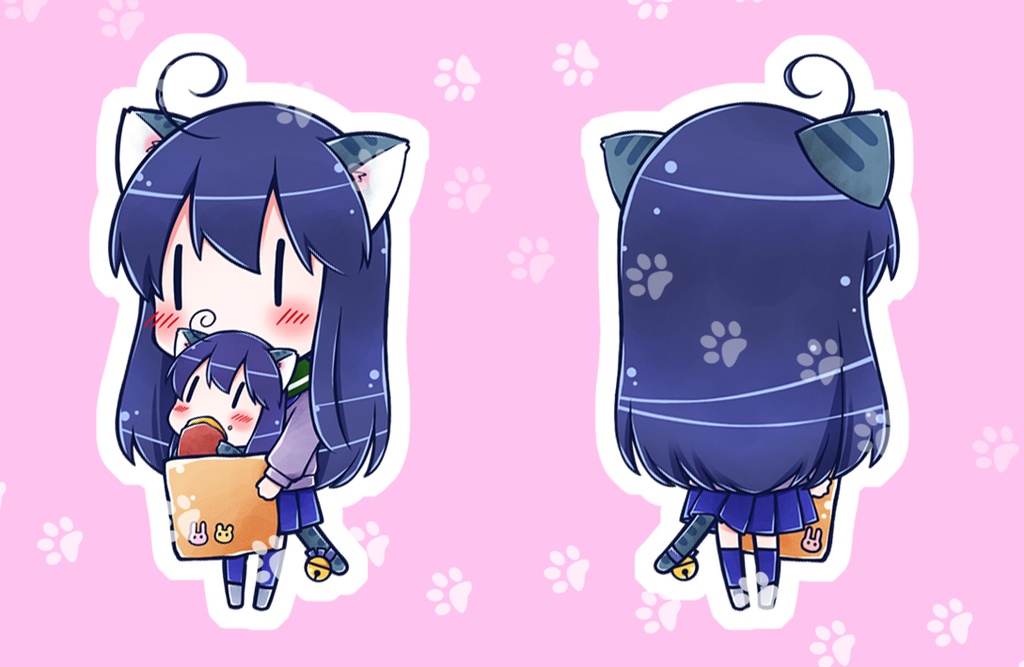 ねこみみっこ 白アクリルキーホルダー