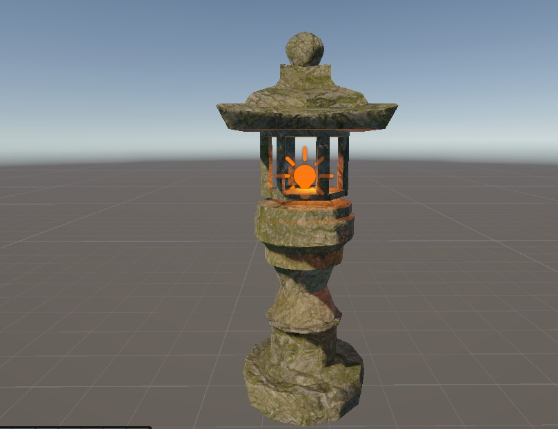 【Unity / VRChat向け】光る!和風石灯籠(炎の明滅ギミック付き・神社・廃墟プロップ)3Dモデル