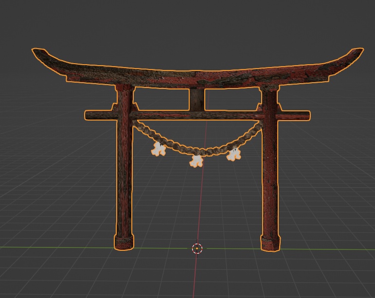 【Unity / VRChat向け】錆びた鳥居(ホラー・廃墟用プロップ)3Dモデル