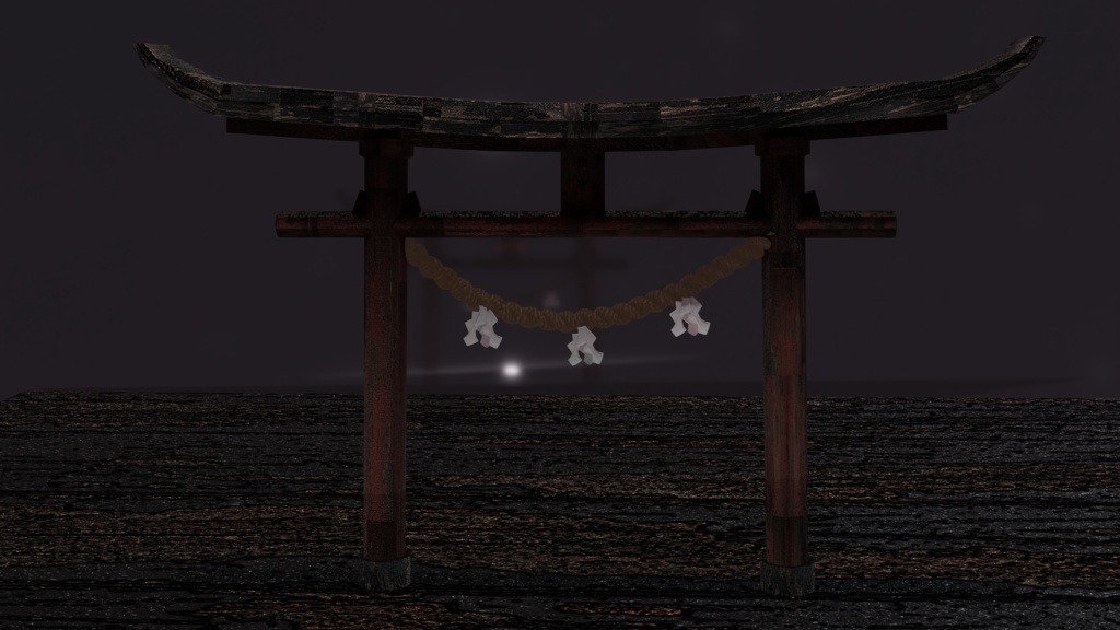 【Unity / VRChat向け】錆びた鳥居(ホラー・廃墟用プロップ)3Dモデル