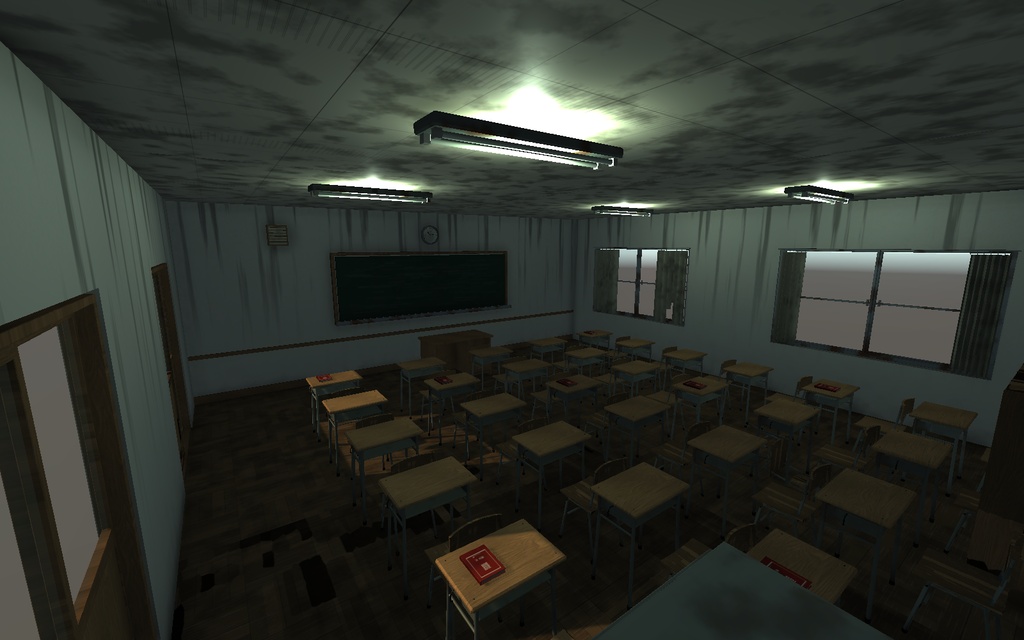 Unity / Blender】昭和の廃校ホラーアセット Vol.1 教室編|62種・3状態・PBR対応【学校 / VRChat / ゲーム制作】