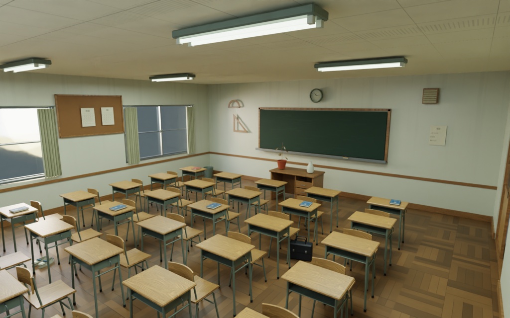 Unity / Blender】昭和の廃校ホラーアセット Vol.1 教室編|62種・3状態・PBR対応【学校 / VRChat / ゲーム制作】
