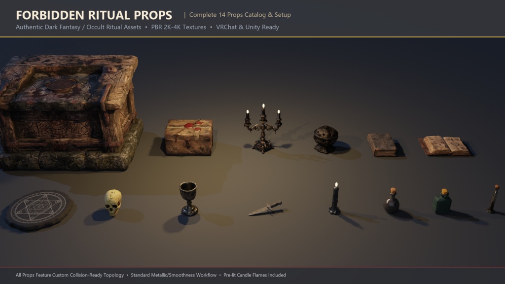 Forbidden Ritual Props - 禁忌の儀式セット -【ホラー3Dアセット / VRChat対応】
