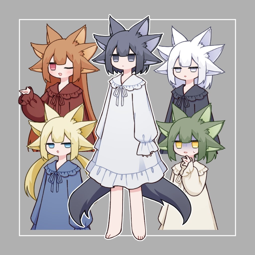 【商用利用可】ぱっつんジト目三耳二尾少女【立ち絵】