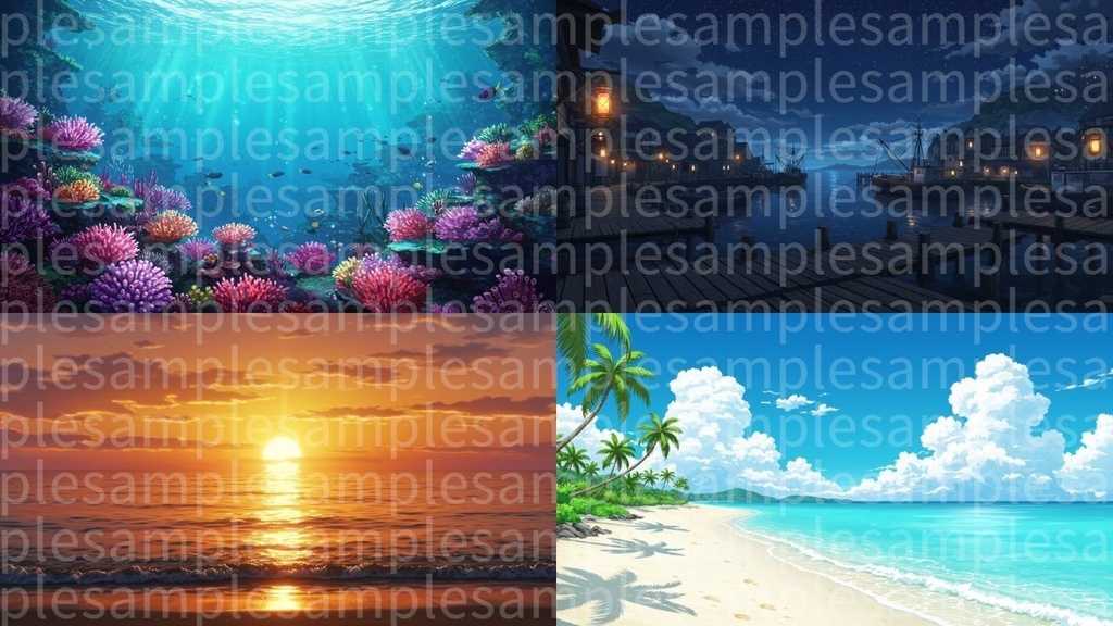 海やビーチ(背景画像100) ゲームや配信など様々な用途に!!