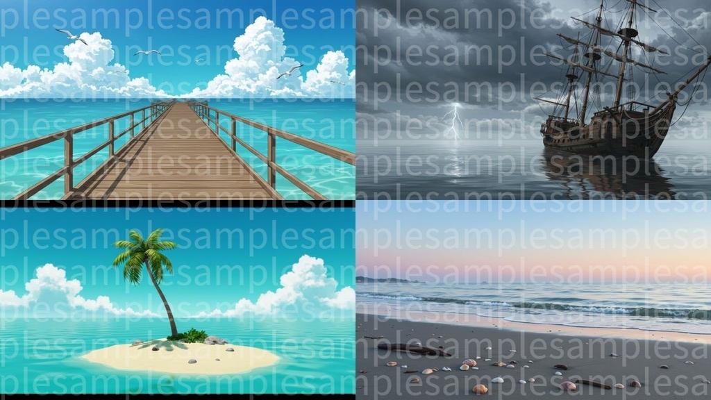 海やビーチ(背景画像100) ゲームや配信など様々な用途に!!