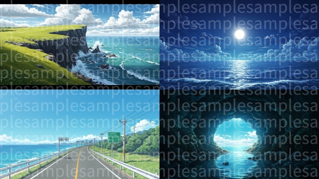 海やビーチ(背景画像100) ゲームや配信など様々な用途に!!