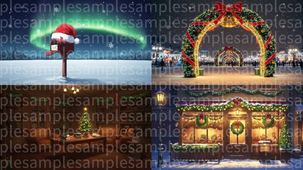 クリスマス(背景画像100枚) ゲームや配信など様々な用途に!!