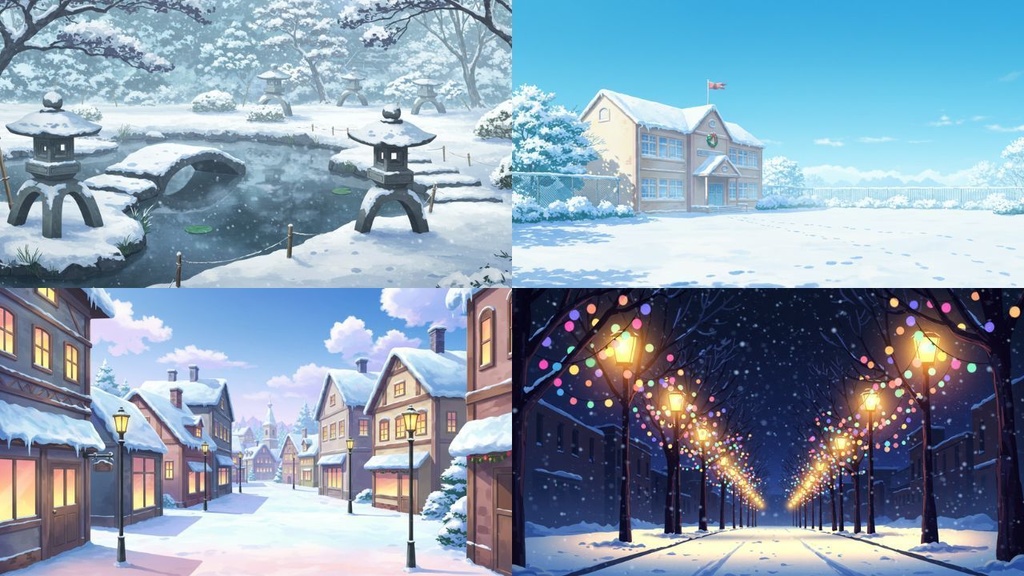 四季冬編(背景画像100枚) ゲームや配信など様々な用途に!!!