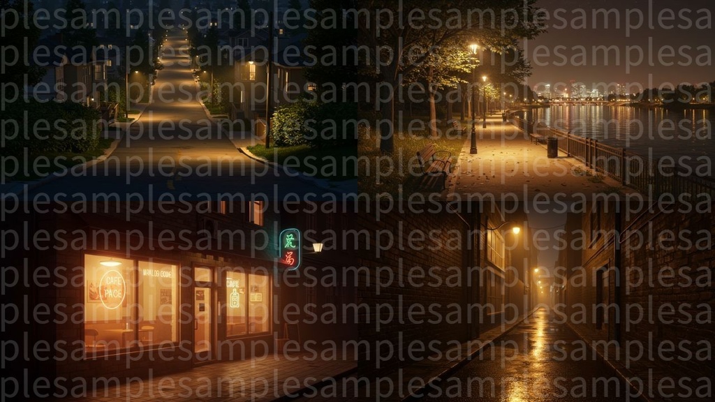 エモい夜の街(背景画像100枚) ゲームや配信など様々な用途に!!!