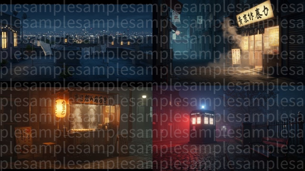 エモい夜の街(背景画像100枚) ゲームや配信など様々な用途に!!!