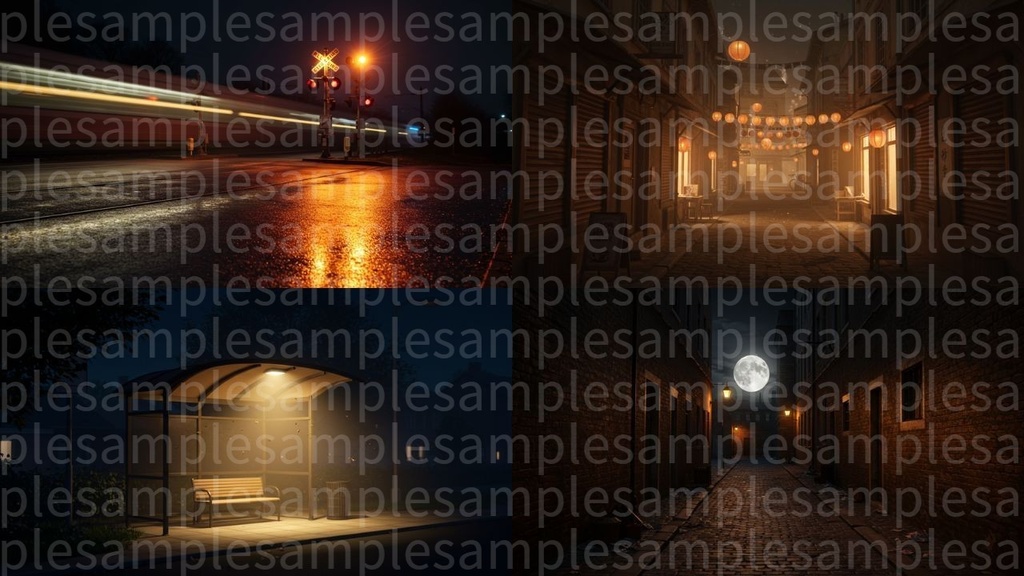 エモい夜の街(背景画像100枚) ゲームや配信など様々な用途に!!!